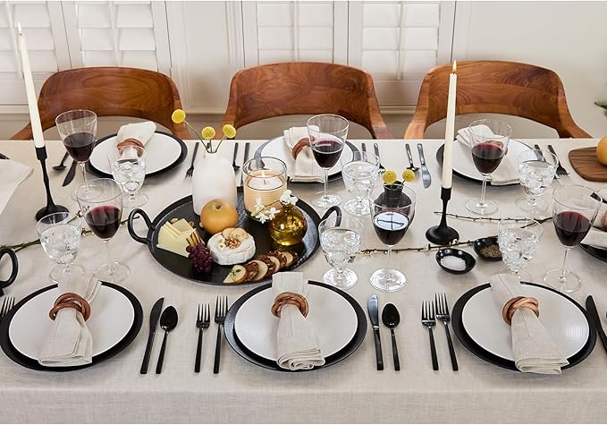 Solino Home Light Natural Linen Tablecloth 60 x 108 Inch - Classic Hemstitch, 100% Pure Linen Rectangular Tablecloth - Machine Washable Table Cloth for Spring, Easter