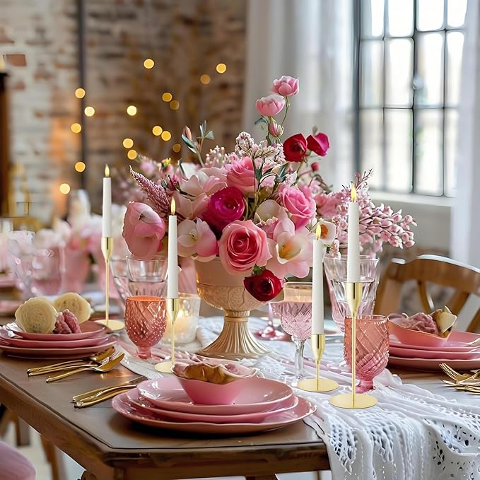 Gold Taper Candle Holders for Wedding Table Centerpiece,Tall Taper Candlestick Holders Bulk Set of 27,Metal Candle Stick Holder for Table or Mantel Centerpiece,Dinning,Festival,Party Home Decor