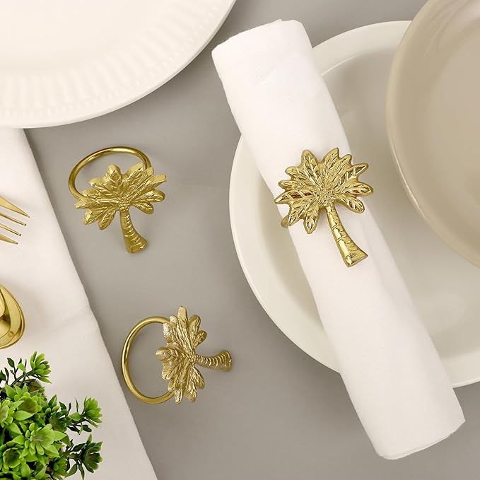 Napkin Ring Set of 12, Fall Thanksgiving Christmas Napkin Rings, Festival Metal Napkin Rings Holders, Napkin Ring Bulk for Wedding, Party, Elegant Table Settings Gift Ideas (Gold) - ALPHA Living HOME