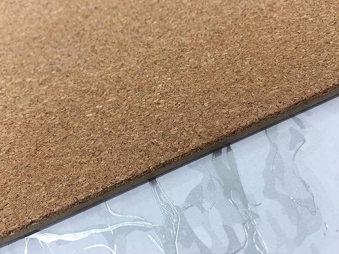Dainty Home Foiled Granite Thick Cork Heat Resistant Dining Table Placemats Set of 2, 12" x 18" Rectangle, Marbled Silver, 2 Count - 2MC1218SI
