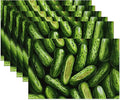 Table Placemats Set of 6,Green Cucumber Cloth Placemats,Vegetable Food Theme Heat-Resistant Table Mats for Kitchen Dining Room Decoration,Non-Slip Fabric Place Mats 11.8x17.7 Inch