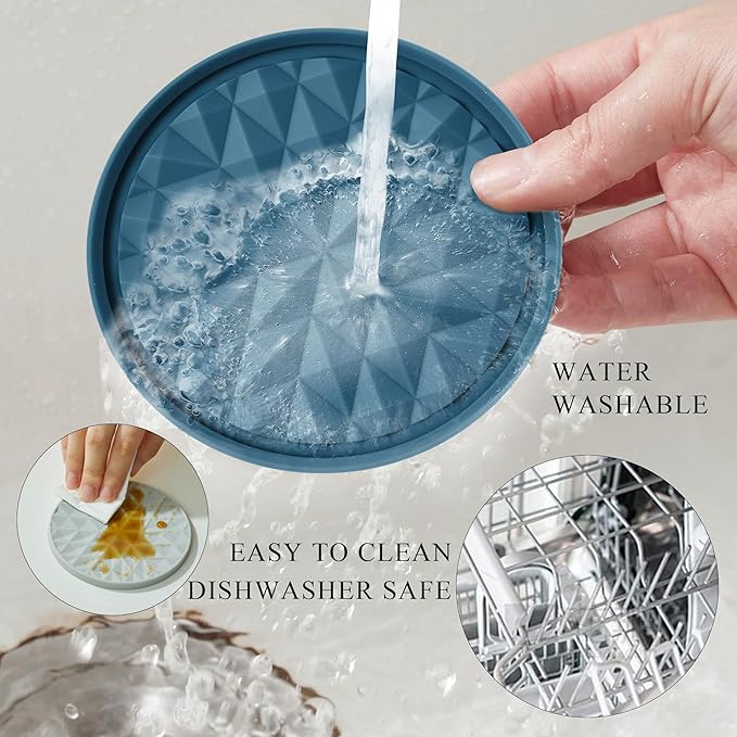 Silicone Coasters for Drinks[4 Pack]- Cup Mat for Tabletop Protection-Non-Slip, Non-Stick, Coffee Table Decor, Great Gift for Any Occasion, Dark Blue