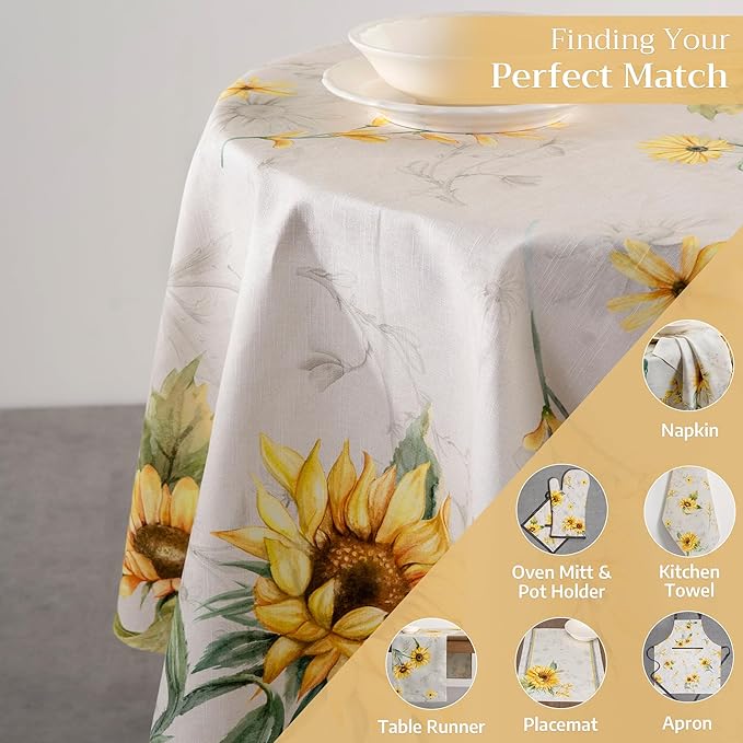 Maison d' Hermine Table Cloth Round Table 100% Cotton 63 Round Inches Tablecloth Reusable Decorative for Dining Room Farmhouse Home Valentines Day Decorations Spring Summer - Jardin D'Ete - Fog