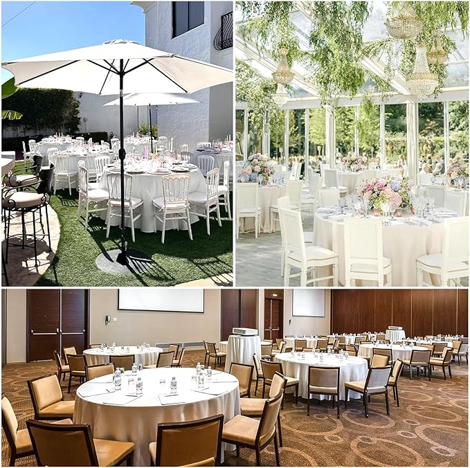 12 Pack Round Tablecloth 90 Inch Cloth White Tablecloth for Round Tables, Washable Polyester Table Cloth Stain and Wrinkle Resistant Decorative Table Cover for Wedding Party Dining Banquet