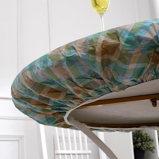 Walrus Round Vinyl Fitted Tablecloth with Flannel Backing Elastic Edge Design Table Cover Waterproof Oil-Proof PVC Table Cloth Stain-Resistant Best for 57"-66" Round