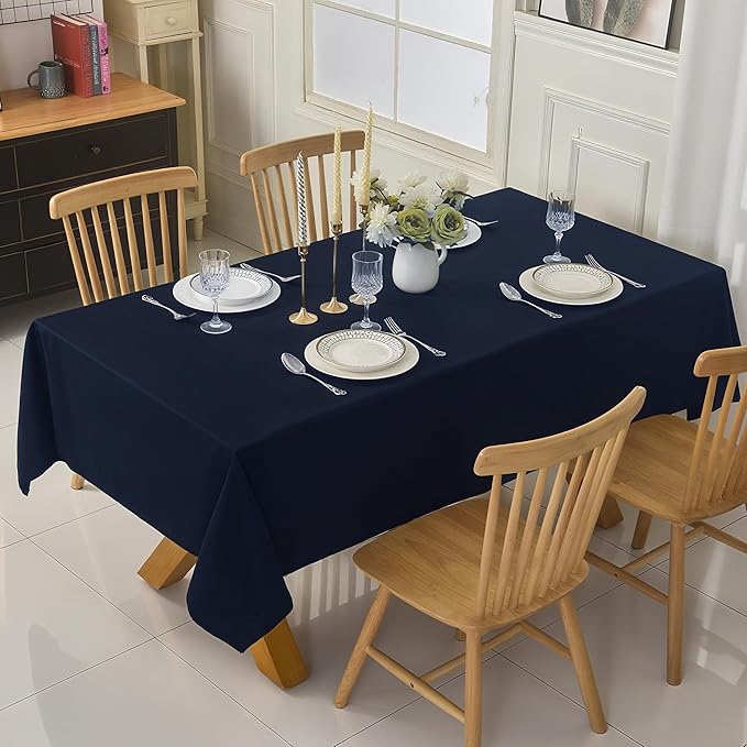 6-Pack 60x144 inch Navy Blue Table Cloths, Solid Stain and Wrinkle Resistant Oblong Tablecloth, Premium Plain Weave Polyester Fabric Rectangle Table Linen Covers for Hotel, Banquet