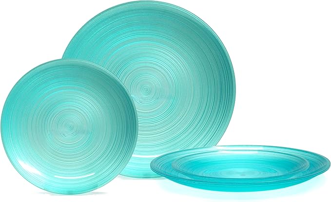 " OCCASIONS " 240 Plates Pack,(120 Guests) Premium Wedding Party Disposable Plastic Plates Set -120 x 10'' Dinner + 120 x 7'' Salad/Dessert (Belize, Aqua)