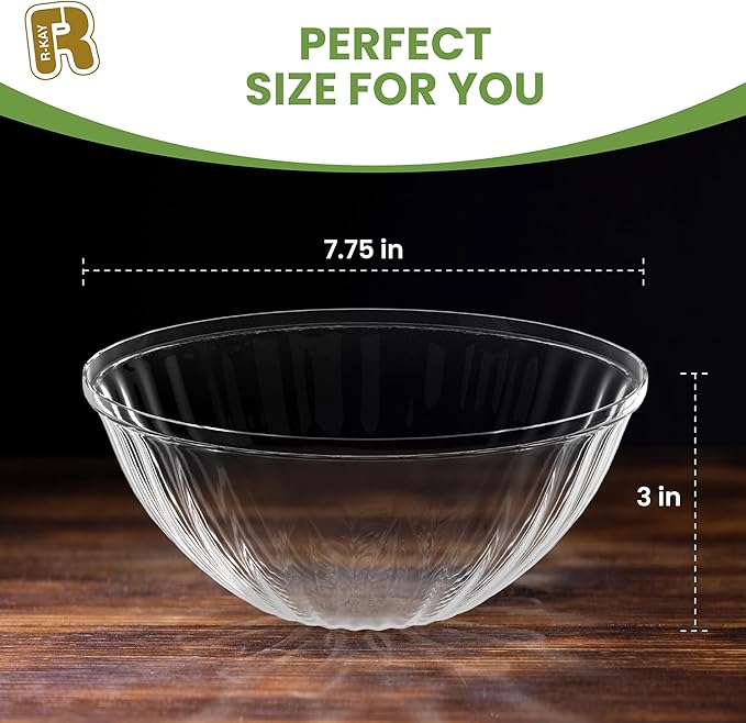 R-kay 6 Pack Plastic Serving Bowls - 48 Oz Clear Plastic bowls - Salad Bowls Large Serving - Premium Clear Disposable bowls Heavy Duty For Weddings Catering And Birthday parties