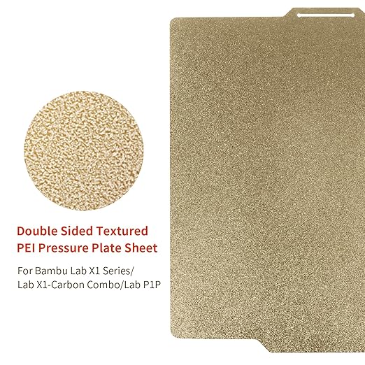 Double Sided Textured PEI Spring Steel Build Plate 257x257mm, Flexible PEI Print Bed PEI Sheet for Bambu Lab X1/X1C/P1P/P1S/P2S/A1 3D Printer