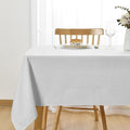 JIUZHEN Faux Linen Farmhouse Tablecloth Rectangular, Wrinkle Stain Resistant Table Cloth Rectangle Table Cover for Kitchen Dining, Holiday Party Dinner, White, 70 x 140 Inch