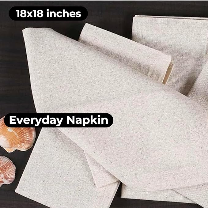 Bedding Craft Linen Flax Cotton Cloth Napkins 18x18 Set of 72 – Natural with 1" Fold & Mitered Corners – Machine Washable Reusable Fabric Napkins for Weddings, Events, Parties & Dining (6 Dozen)