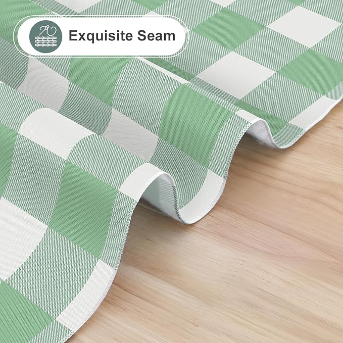misaya Rectangle Waterproof Vinyl Table Cloth, Buffalo Flannel Backed Tablecloth, Wipeable Plastic Table Cover for Dinner, Kitchen, Outdoor (54" x 78", Sage Green and White)