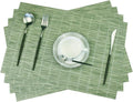 Woven Placemats Set of 4 Vinyl Heat-Resistant Table Mats Washable Kitchen Placemats for Dining Room (Grass Green)