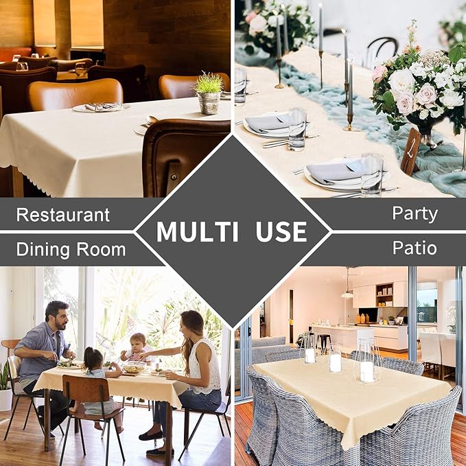 Smiry Rectangle Table Cloth, Waterproof Heavy Duty Vinyl Tablecloths, Wipeable Washable Table Cover for Kitchen and Dining Room (Brown, 60" X 84")
