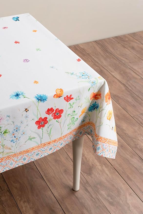 Maison d' Hermine Table Cloth Rectangle Table 100% Cotton 70 x 108 Inches Tablecloth Reusable Decorative for Dining Room Farmhouse Home Valentines Day Decorations Spring Summer - Summer Whisper