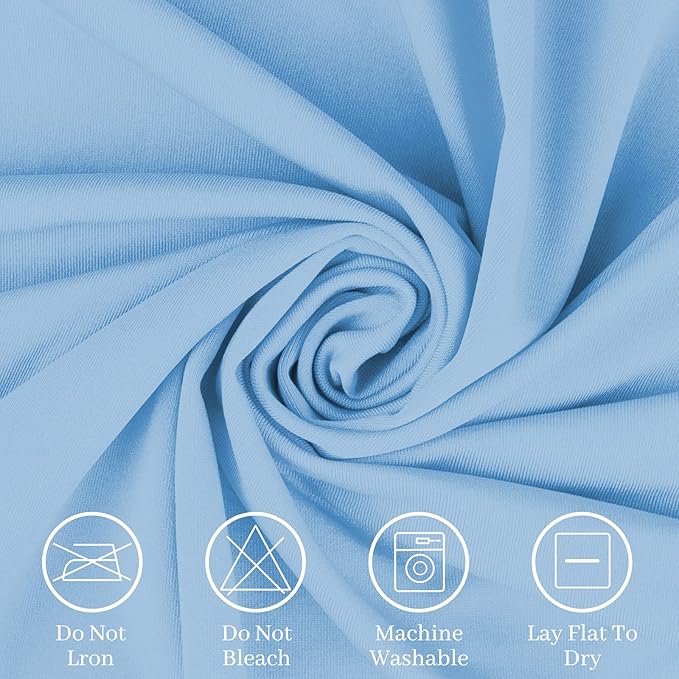 Spandex Table Cover 5 ft. Fitted Polyester Tablecloth Stretch Table Cover Table Topper Open Back - Lightblue