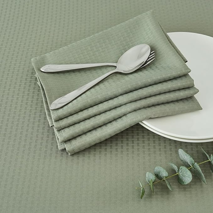 maxmill Cloth Napkins Weaved Texture Pattern Soft Comfortable and Luxury Serviette for Restaurant Family Dinners Weddings Parties and Banquets Set of 4 Pieces, 20 x 20 Inch Sage Green