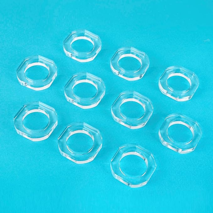 CLEENTABLE Clear Napkin Holder, Napkin Rings Set of 12, Fall Thanksgiving Christmas Napkin Rings, Festival Acrylic Napkin Ring Holders, Napkin Ring Bulk for Wedding, Party, Elegant Table Settings