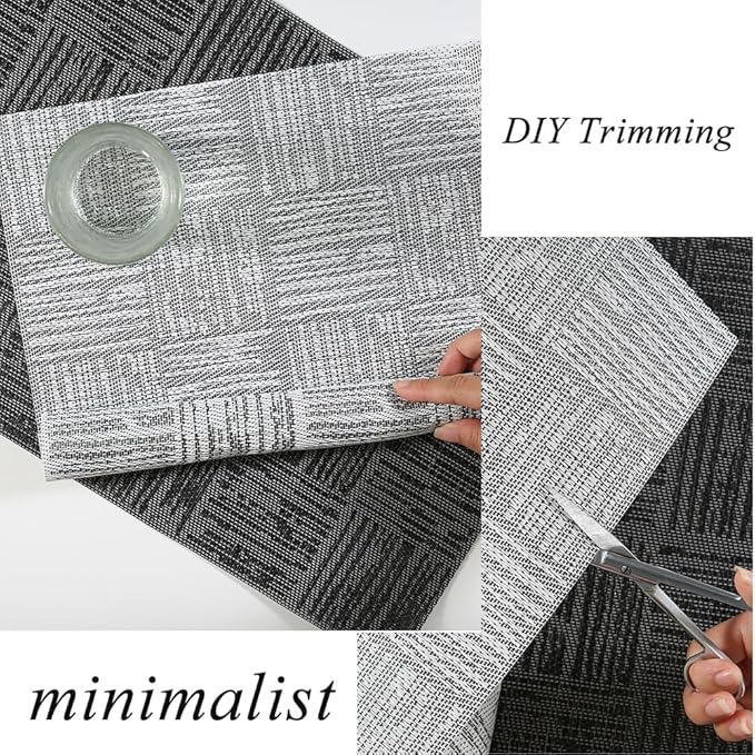 Placemats Set of 4 Plastic Vinyl Place Mats No-Slip Wipeable Table Mats Daily Use Patio Kitchen Decoration (18"x12", Black)