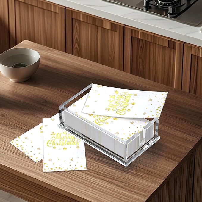 Transparent Acrylic Napkin Holder Clear Guest Paper Disposable Hand Towel Dispenser Tray Organizer For Table Home Kitchen Restaurant and Hotel Business