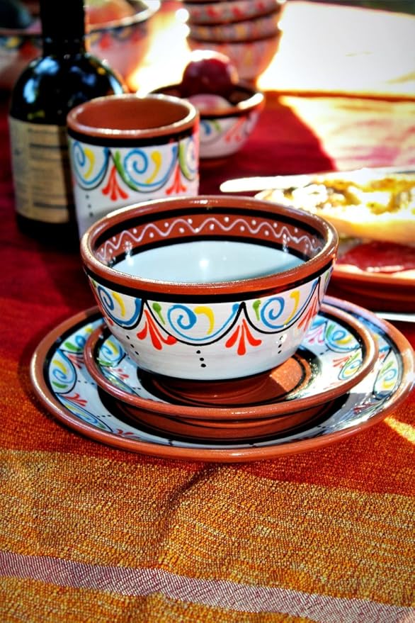Cactus Canyon Ceramics Spanish Terracotta 5-Piece Small Tapa Plate Set, White…