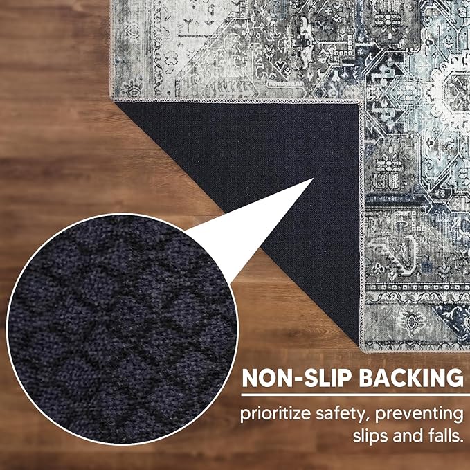 Keen Home Design 2x3 Rug - Machine Washable Entry Rug with Non-Slip Backing, Ideal for Enteryway, Kitchen, Bathroom, Laundry Room - Vintage, Easy Clean, Durable, Low Pile - (2' x 3')