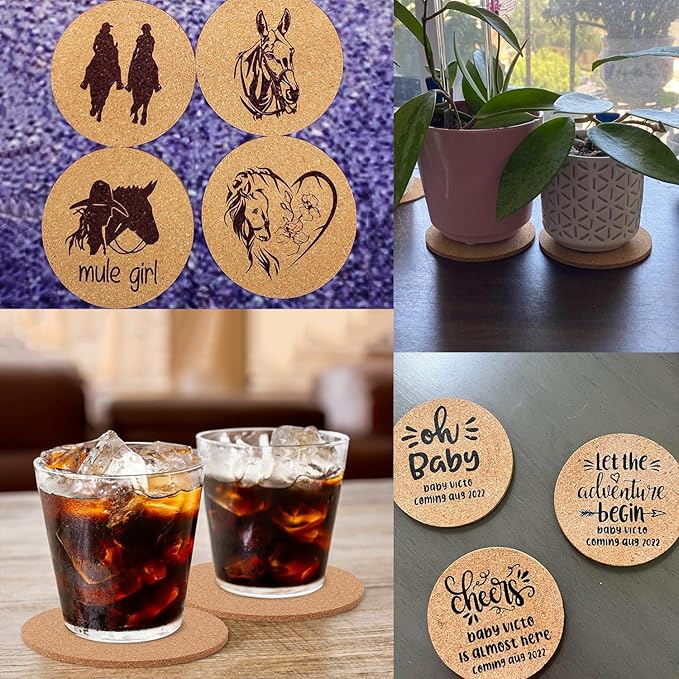 150 Pieces 4 Inch Cork Coasters for Drinks, 100 mm Round Cork Coasters, Non-Slip, Heat-Resistant, Absorbent & Reusable, Perfect for DIY Crafts and Home Tabletop Decoration