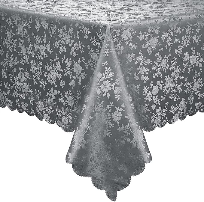 Smiry Rectangle Table Cloth, Waterproof Heavy Duty Vinyl Tablecloths, Wipeable Washable Table Cover for Kitchen and Dining Room (Grey, 52" X 70")