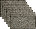 Sweet Home Collection 100% Cotton Placemats for Dining Room Rectangle Two Tone Woven Fabric 13" x 19" Soft Durable Table Mat Set, Set of 4, Chocolate