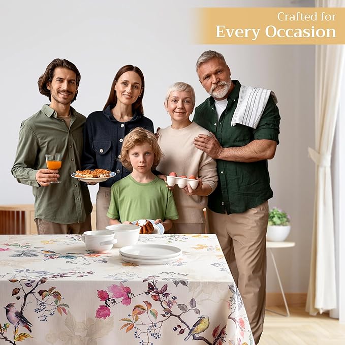 Maison d' Hermine Table Cloth Square Table 100% Cotton 54 x 54 Inches Fall Tablecloth Reusable Everyday Use for Thanksgiving Christmas Decorations Dining Farmhouse Party (Equinoxe - Beige)