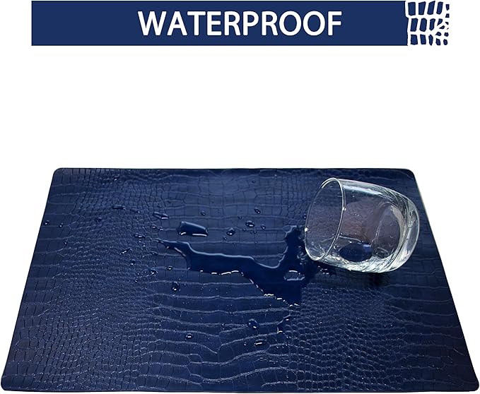 Set of 8 Faux Leather Placemats, PU Table Mats, Waterproof, Stain Resistant, Heat Resistant, Easy to Clean for Kitchen Dining Table,Conference Table