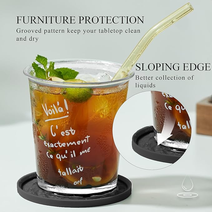 Silicone Coasters for Drinks[4 Pack]- Cup Mat for Tabletop Protection-Non-Slip, Non-Stick, Coffee Table Decor, Great Gift for Any Occasion, Translucent