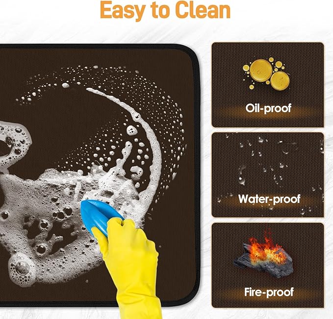Heat Resistant Mats for Countertop - Fireproof 16x24 in Heat Resistant Mats for Air Fryer - Kitchen Countertop Protector Hot Pad for Air Fryer, Coffee Maker, Stand Mixer, Oven Brown - 2PCS