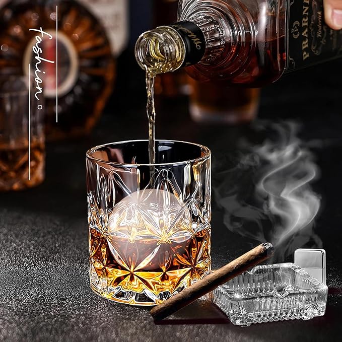 Crystal Whiskey Glass Set of 6 - Old Fashioned Bourbon Glasses, Perfect for Scotch and Cocktails (Style 1,6pcs)