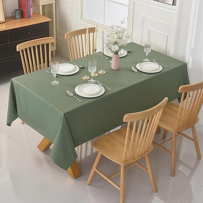 2-Pack 60x60 inch Sage Green Table Cloths, Solid Stain and Wrinkle Resistant Tablecloth, Premium Plain Weave Polyester Fabric Rectangle Table Linen Covers for Hotel, Banquet