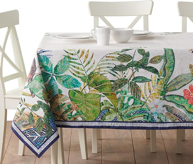 Maison d' Hermine Premium Table Cloth Rectangle Table 100% Combed Cotton 120 x 70 Inches Tablecloth Reusable Decorative for Dining Room, Farmhouse, Home, Party, Festive & Wedding - Mosaic