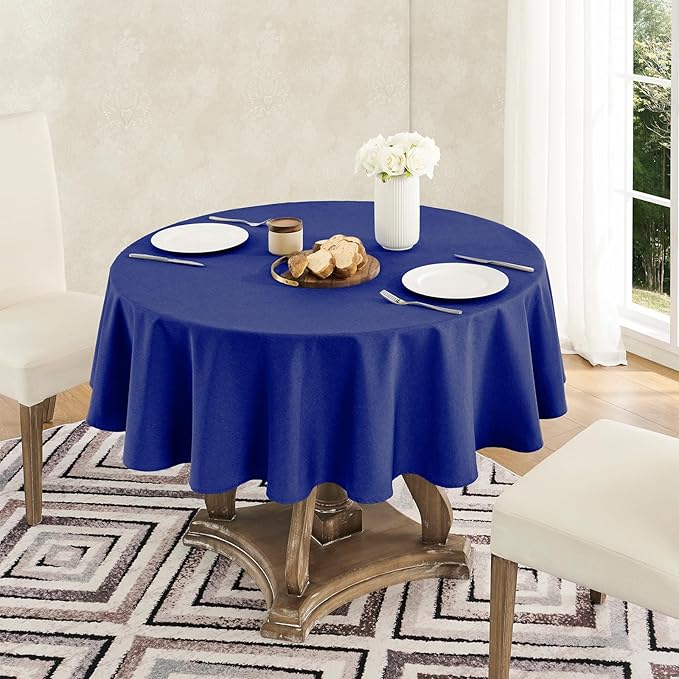 Tablecloth Linen Textured Waterproof & Stain Resistant Table Cloth Wrinkle Free Decorative Fabric Farmhouse Table Cover for Dining/Party/Buffet/Wedding, 60 x 60 Inch, Royal Blue