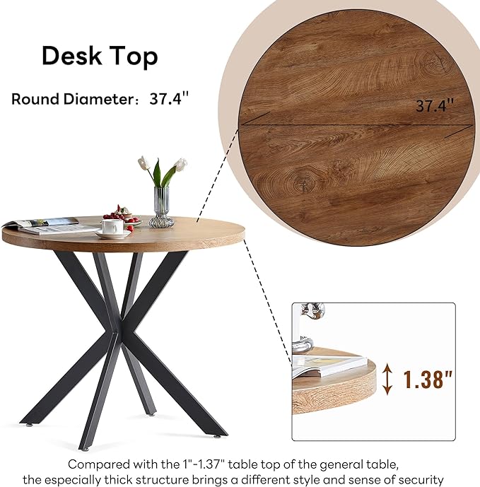 5 Pieces Dining Table Set for 4, 37" Round Kitchen Table Set, Thick MDF Tabletop with 4 Yellow Velvet Dining Chair, Mordern Dining Room Set for Coffee, Living Room