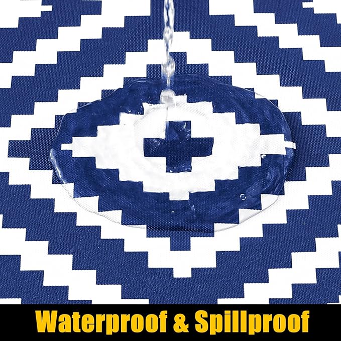 Smiry Rectangle Table Cloth Cover, Waterproof Elastic Fitted Picnic Tablecloth for 4 Foot Tables, Wipeable Flannel Backed Vinyl Tablecloths for Camping, Dining, Outdoor (Navy, 30" x 48")