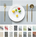 Placemats Set of 8 Vinyl/Plastic Woven Place Mats for Kitchen Table Indoor/Outdoor Washable Placemat Wipeable Dining Table Mats (Silver Cube,8)