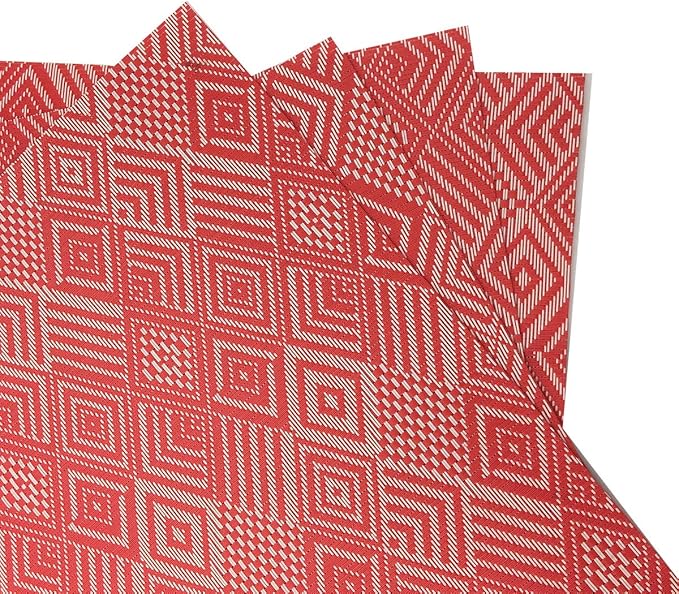 Gugrida Luxury Placemats Set of 6, Heat-Resistant, Stain Resistant PVC Table Mats (Red Argyle)