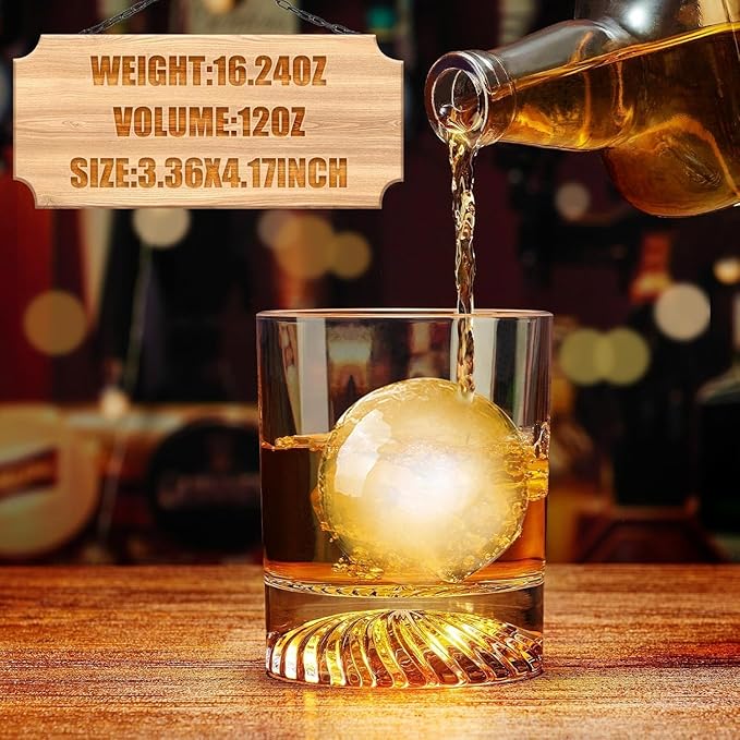 Hand Blown Crystal Whiskey Glass Set - 12oz Cocktail Old F, Great for Cocktails and Bourbon (Set of 3)