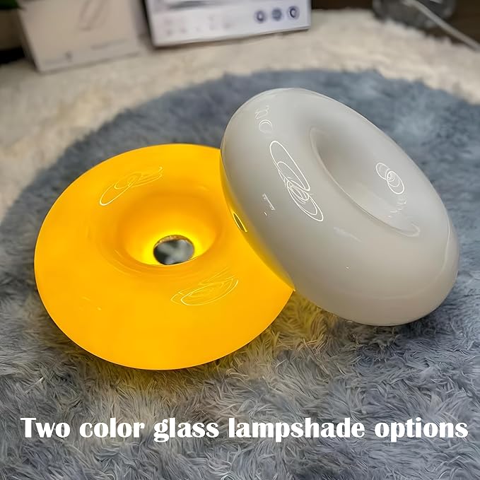 Creative Design White Donut Lamp, Plug-in Wall Sconse Or Table Lamp Dual Use Atmosphere Lamp, Modern Infinitely Dimmable White Wall Lamp Desk Light for Corridor, Bedsided Or Warm Decoration