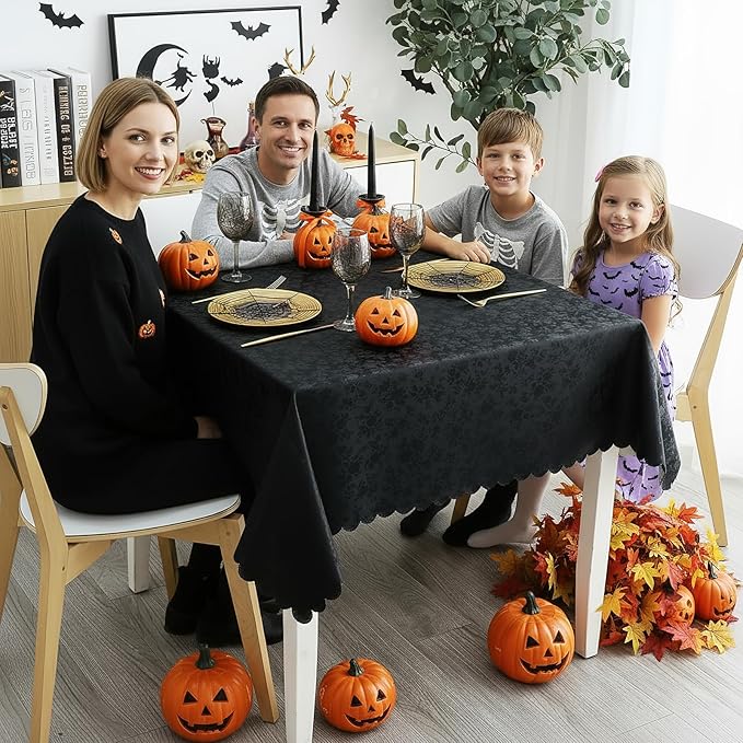Smiry Square Table Cloth, Waterproof Heavy Duty Vinyl Tablecloths, Wipeable Washable Table Cover for Kitchen and Dining Room (Black, 54" X 54")