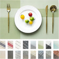 Placemats Set of 6 Vinyl/Plastic Woven Place Mats for Kitchen Table Indoor/Outdoor Washable Placemat Wipeable Dining Table Mats (Green Cube,6)