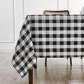 BALCONY & FALCON Gingham Table Cloth Rectangle – Machine Washable Wrinkle-Free Buffalo Checkered Tablecloth for 6ft 8ft Tables, Outdoor Picnic, Party, Kitchen Dining Decor (Black White, 55x71 Inch)