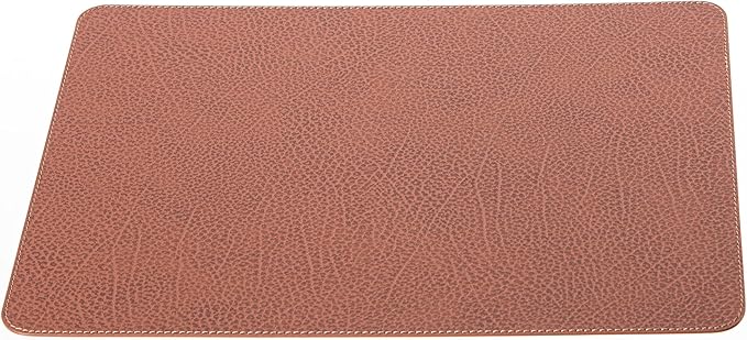 Nikalaz Set of 4 Small Placemats and 4 Coasters Made of Recycled Leather (15.75''x11.81'', Dirty Brown)