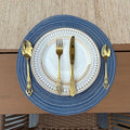 Blue Woven Placemats Set of 8,Washable Wipeable Woven TableMats Set of 8, Rattan Look Placemats,Blue ocen-Like placemats 15 Inch(Blue White)