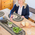 Homespice Flint Hill Braided Oval Table Runner, Warm Primitive Decor, Grey 11x36 - Jute Dining Table Accessories - Rich Colors, Easy to Clean, Durable and Protects Furniture