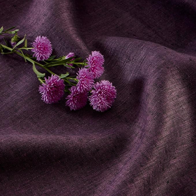 Solino Home Linen Table Runner 72 Inches Long - Athena, 100% Pure Linen Grape Dining Table Runner 14 x 72 Inch for Winter, Valentines, Spring, Easter